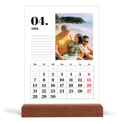 Tischkalender mit Holzfuß Hochformat  — Serif und Momente [April]