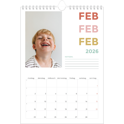 Fotokalender A4 (20 x 30 cm) — Bunte Schrift [Februar]