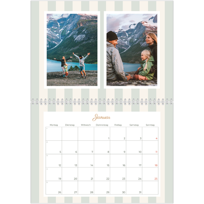 Fotokalender A4 doppelt (30 x 40 cm) — Schrift und Streifen [Januar]