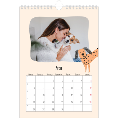 Fotokalender A4 (20 x 30 cm) — Hundepfoten und Kritzeleien [April]