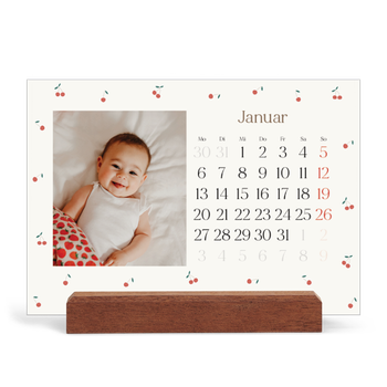 Tischkalender mit Holzfuß Querformat — Kleine Kirsche