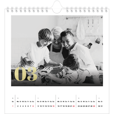 Jahreskalender Quadratisch — Große Glitzerzahlen [Marsch]