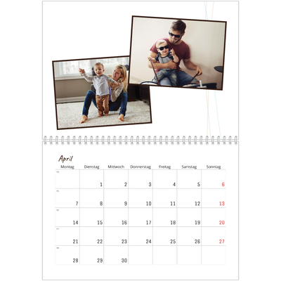 Fotokalender A4 doppelt (30 x 40 cm) — Geschenkpapier blumig [April]
