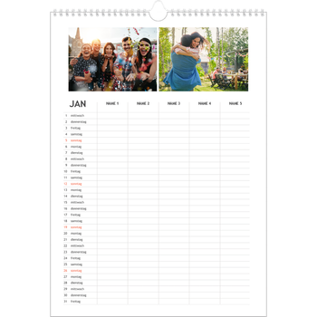 Fotokalender A3 — Einfacher Planer - 5-köpfige Familie