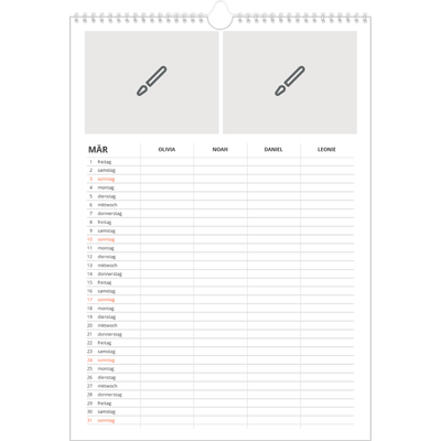 A3 Familienplaner — Gestalte selbst - 4-köpfige Familie [Marsch]