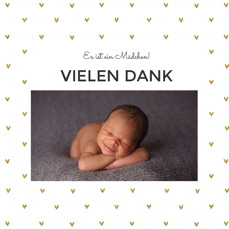 Dankeskarten — Goldene Herzen