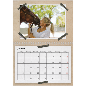 Fotokalender A4 doppelt — Fotos mit Klebestreifen-Optik
