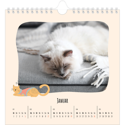 Jahreskalender Quadratisch — Katzenpfoten und Kritzeleien [Januar]