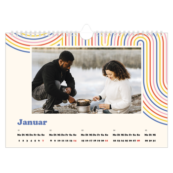 Fotokalender A4 — Retro-Streifen