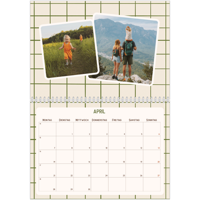 Fotokalender A4 doppelt (30 x 40 cm) — Retro-Muster [April]