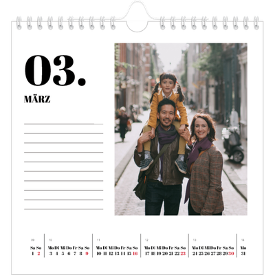 Jahreskalender Quadratisch — Serif und Momente [Marsch]