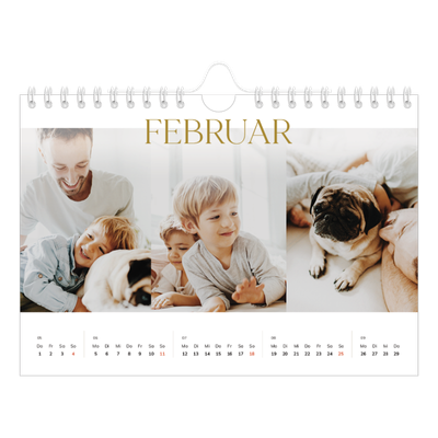 Fotokalender A5 — Großer goldener Text [Februar]