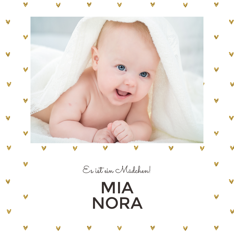 Einladungskarten — Goldene Herzen