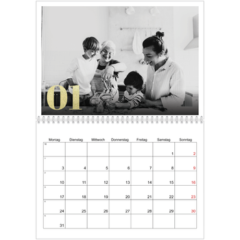 Fotokalender A4 doppelt — Große Glitzerzahlen