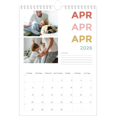 Fotokalender A4 (20 x 30 cm) — Bunte Schrift [April]