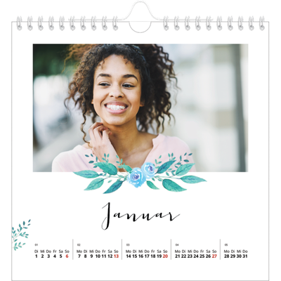 Jahreskalender Quadratisch — Blumen-Illustrationen [Januar]
