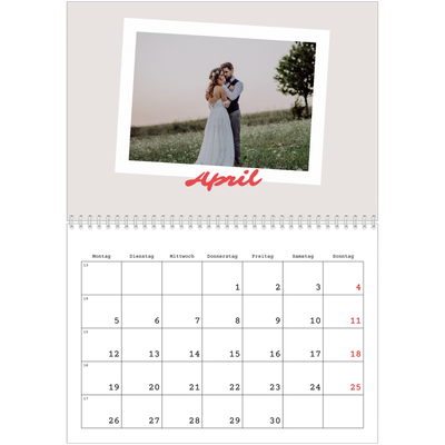 Fotokalender A4 doppelt (30 x 40 cm) — Karminrote Signatur [April]