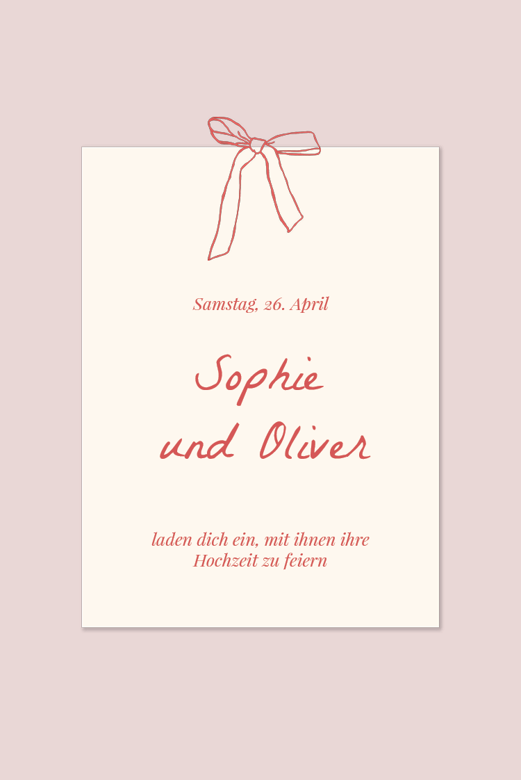 Einladungskarten — Rosa mit Schleifen