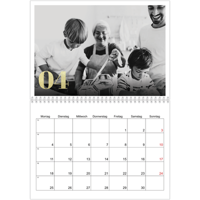 Fotokalender A4 doppelt (30 x 40 cm) — Große Glitzerzahlen [April]