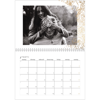 Fotokalender A4 doppelt — Goldene Blumenverzierung