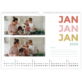 Fotokalender A3 — Bunte Schrift