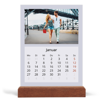 Tischkalender mit Holzfuß Hochformat — Farbenfroher Hintergrund