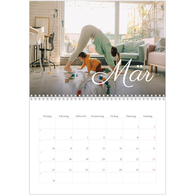 Fotokalender A4 doppelt (30 x 40 cm) — Handgeschriebener Monat [Marsch]