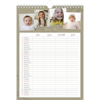 Fotokalender A4 — Warme Erdtöne - 4-köpfige Familie