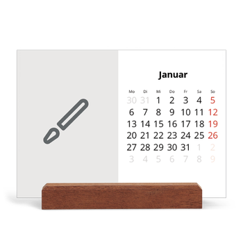 Tischkalender mit Holzfuß Querformat — Gestalte deine eigenen Produkte