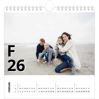 Jahreskalender Quadratisch — Große Zeichen [Februar]