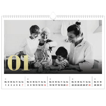 Fotokalender A3 — Große Glitzerzahlen
