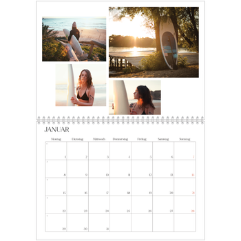 Fotokalender A4 doppelt — Surfen bei Sonnenuntergang
