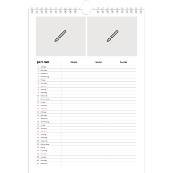 Fotokalender A4 — Gestalte selbst - 3-köpfige Familie
