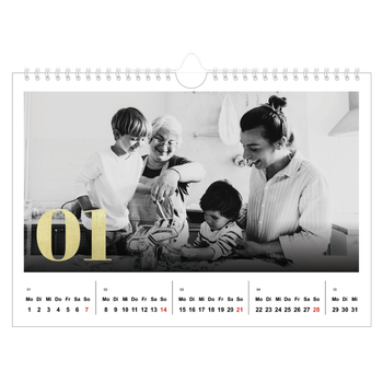 Fotokalender A4 — Große Glitzerzahlen