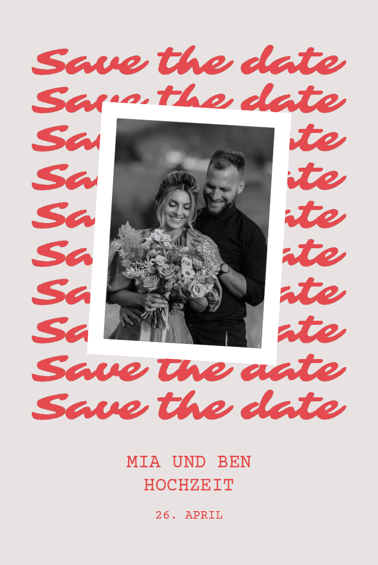 Save the date — Karminrote Signatur