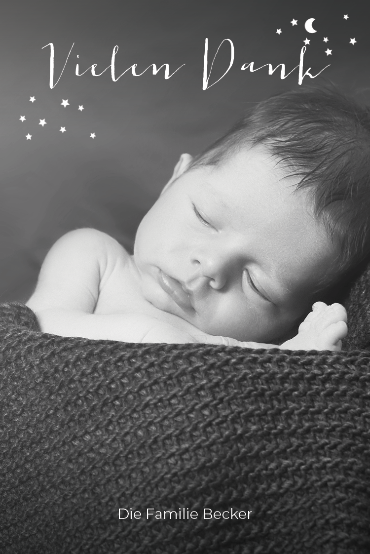 Dankeskarten — Name in Sternen