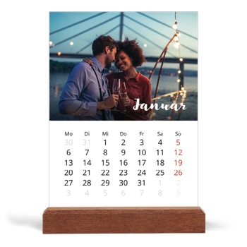 Tischkalender mit Holzfuß Hochformat — Monat
