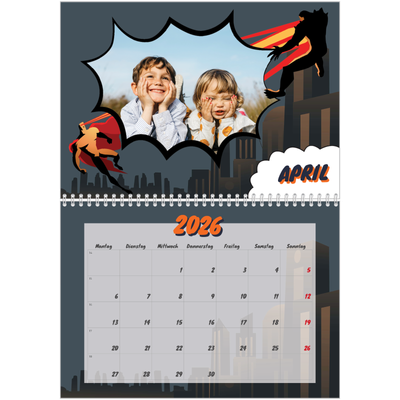 Fotokalender A4 doppelt (30 x 40 cm) — Comic-Buch [April]