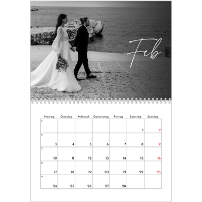 Fotokalender A4 doppelt (30 x 40 cm) — Elegante Schrift [Februar]