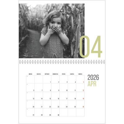 Fotokalender A4 doppelt (30 x 40 cm) — Monatszahlen [April]