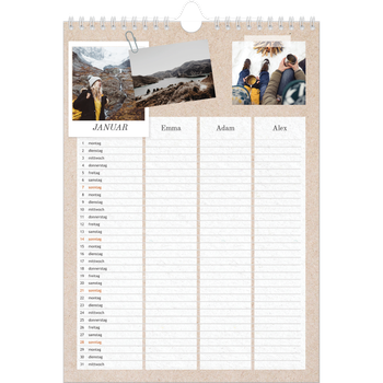 Fotokalender A3 — Handgemachter Planer - 3-köpfige Familie
