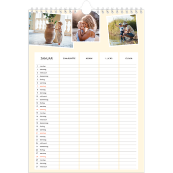 Fotokalender A4 — Moderner Planer - 4-köpfige Familie