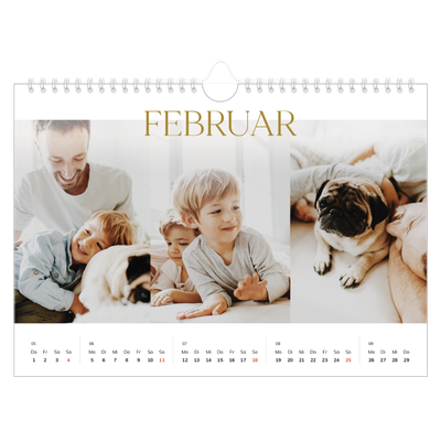 Fotokalender A4 — Großer goldener Text [Februar]