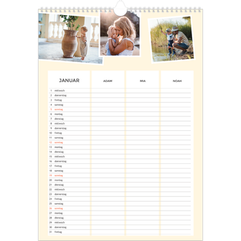 Fotokalender A3 — Moderner Planer - 3-köpfige Familie