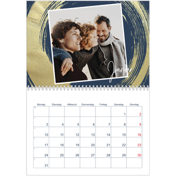 Fotokalender A4 doppelt — Goldene Pinselstriche