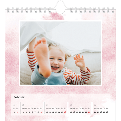 Jahreskalender Quadratisch — Wasserfarben Hintergründe [Februar]