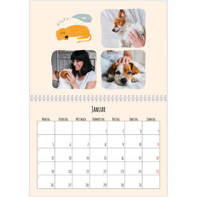 Fotokalender A4 doppelt (30 x 40 cm) — Hundepfoten und Kritzeleien [Januar]