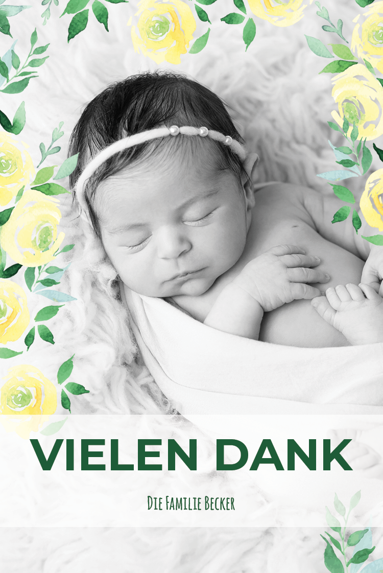 Dankeskarten — Gelbe Wasserfarbenblumen