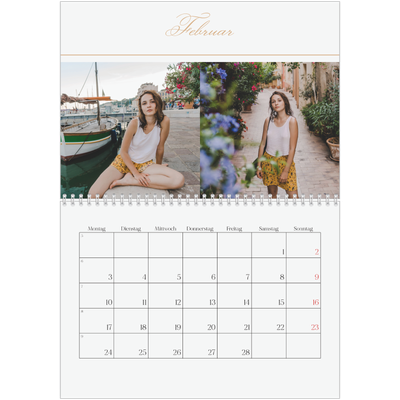 Fotokalender A4 doppelt (30 x 40 cm) — Goldschrift Banner [Februar]