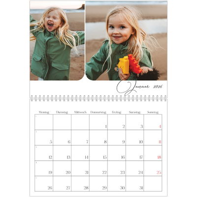 Fotokalender A4 doppelt (30 x 40 cm) — Schrift und Schnappschüsse [Januar]